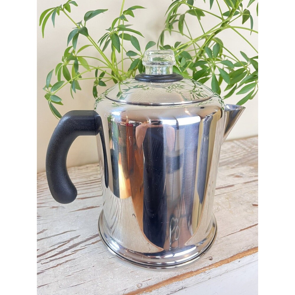 Classic Farberware Stove Top Percolator Coffee Pot Stainless Steel 8 Cup /Clean